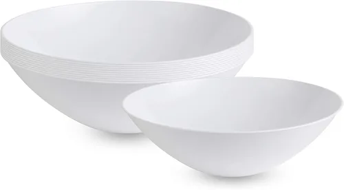 Miniatura 7 de [6 onzas, 40 unidades] Tazones de postre de plástico blanco orgánico para fiesta cuenco de helado con borde dorado Premium pesado elegante vajilla