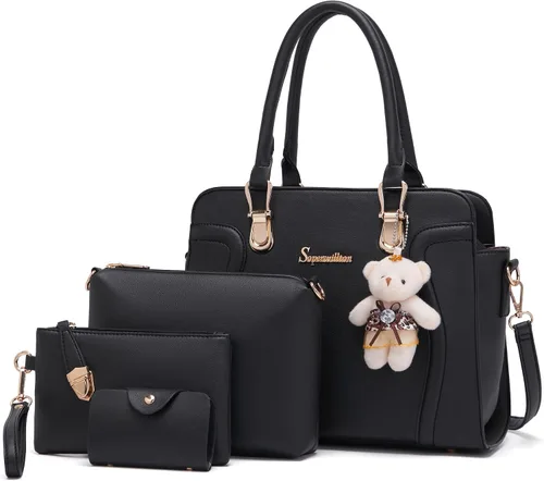 Miniatura 40 de Bolsos de mano de moda para mujer, bolsa de hombro, asa superior, bolsa de mano, juego de 4 piezas