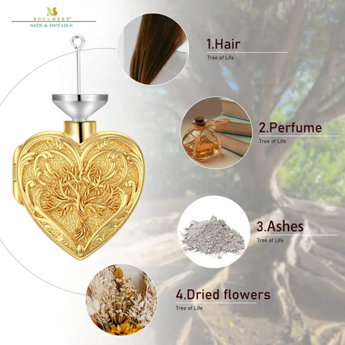 Miniatura 4 de SOULMEET Flower Cremation Jewelry for Ashes, SilverGold SunflowerButterfly Urn Necklace for Ashes, Cherish Memories Cremation Locket Jewelry