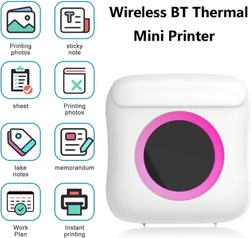 Miniatura 3 de Mini impresora, impresora portátil Bluetooth sin tinta con papel adhesivo y bolígrafo de color, fabricante de calcomanías térmicas para bricolaje