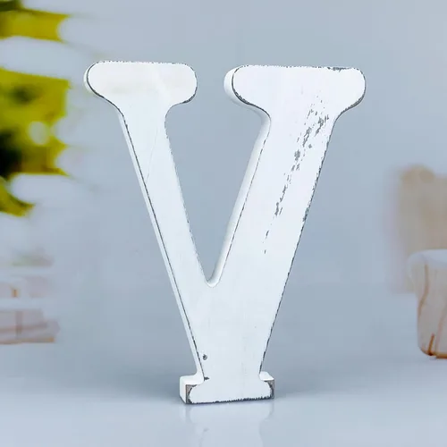 Miniatura 28 de Letras de madera rústica blanca de 6 pulgadas, letras de madera sin terminar para decoración de pared, letras de pie retro blancas blancas