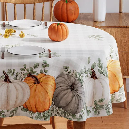 Miniatura 7 de Mantel rectangular de otoño de 52 x 70 pulgadas, decoración de otoño para el hogar, decoración de calabaza impermeable para decoración de temporada