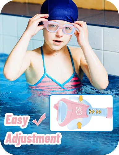 Miniatura 4 de Vvinca Gafas de natación para niños, gafas de natación para niños pequeños de 3 a 14 años, protección UV antivaho sin fugas, gafas de piscina