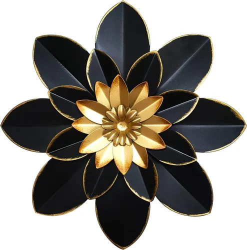 Miniatura 10 de Decoración de pared de flores de metal, escultura floral rústica moderna de 10 pulgadas, colgante de pared de hierro envejecido, decoración