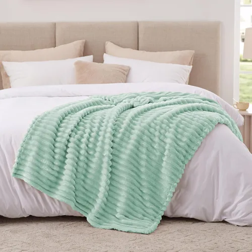 Miniatura 2 de EXQ Home Manta a rayas Aqua Twin
