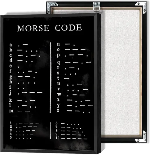 Miniatura 9 de Póster vintage internacional en código morse con alfabeto fonético morse, arte de pared retro de 1800 para amantes de los militares, pintura