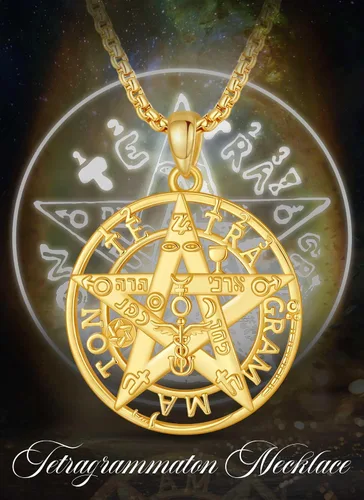 Miniatura 7 de CELESTIA Colgante de plata de ley 925, anillos de tetragrammaton, collar masónico, joyería de pentagrama para mujeres y hombres
