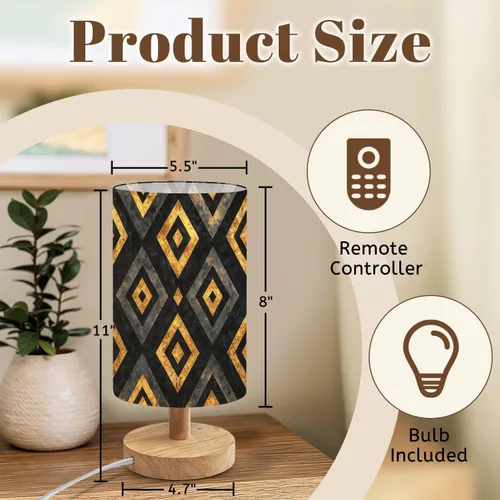 Miniatura 2 de Lámpara de mesa de noche, vibrante tono tierra, estilo africano, acuarela, lienzo regulable con pantalla de tela de lino, base de madera, mesita