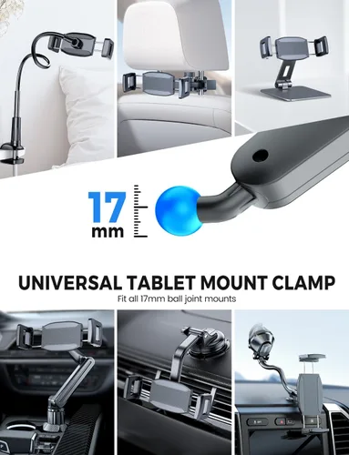 Miniatura 3 de eSamcore Abrazadera para tableta ampliada, clips de montaje de profundidad de 1.57 pulgadas para funda gruesa, ajuste de rótula de 0.669 in