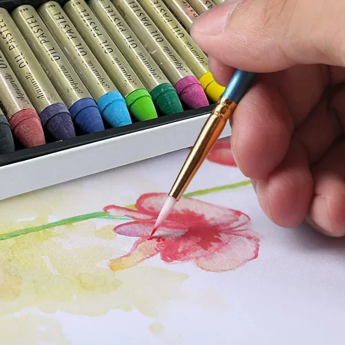 Miniatura 4 de HA SHI Pasteles al óleo solubles en agua para artistas, 12 colores, palitos de arte de acuarela suaves, suministros de arte premium para artistas