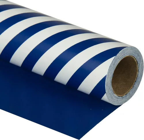 Miniatura 13 de WRAPAHOLIC Papel de regalo reversible azul bebé de 30 pulgadas, papel de regalo azul bebé y rayas para cumpleaños, vacaciones, bodas, baby shower