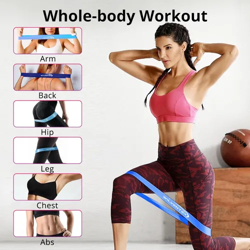 Miniatura 3 de Bandas de resistencia, juego de bucles de látex natural, 5 niveles de resistencia diferentes [10 libras a 115 libras] para entrenamiento, gimnasio