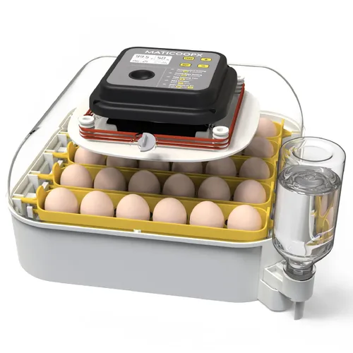 MATICOOPX Incubadora de 30 Huevos con Pantalla de Humedad, Ovoscopio para Huevos, Girador Automático de Huevos, para Incubar Pollos