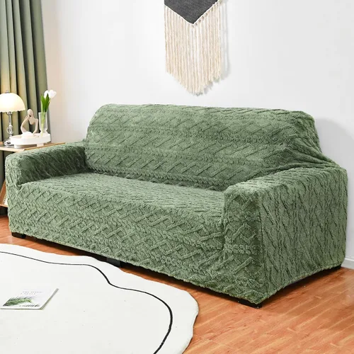 Miniatura 2 de vctops Funda elástica de jacquard geométrico de 4 plazas, 1 pieza con parte inferior elástica, suave y mullida, protector de muebles para niños