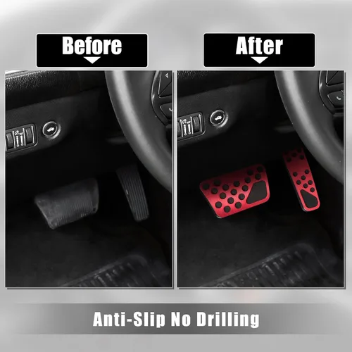 Miniatura 4 de X AUTOHAUX Cubiertas antideslizantes para pedal de acelerador de gas y freno de aleación de aluminio sin perforación, almohadillas de pedal
