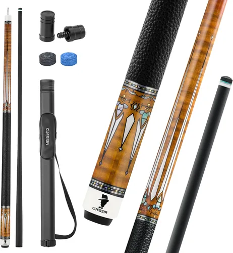 Miniatura 11 de Taco de billar de fibra de carbono con estuche, 2 piezas de 58 pulgadas, taco profesional de baja deflexión para billar, eje de fibra de carbono Pro
