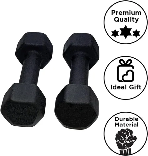 Miniatura 4 de Mancuerna de neopreno para entrenamiento de fuerza, tonificación muscular y rehabilitación, agarre antideslizante, diseño que no se rueda, 12 libras