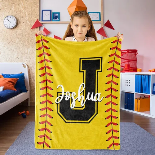Miniatura 2 de Manta suave personalizada para bebés: manta de diseño de béisbol personalizada para niños con nombre y número, regalos de ropa de cama para bebés