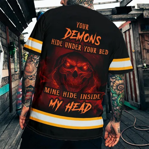 Miniatura 3 de Maddly Polo de alta visibilidad con diseño de calavera y bandera de Estados Unidos, ropa de trabajo patriótica con nombre personalizado para Camisa