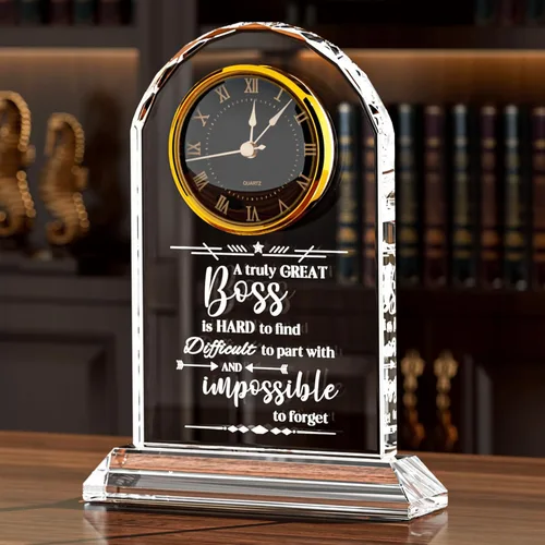 Ornalrist Regalos de Jefe para Hombres y Mujeres Reloj de Cristal, Regalos para Jubilación Jefa Mujer - Regalo de Apreciación de Jefe para Hombres,