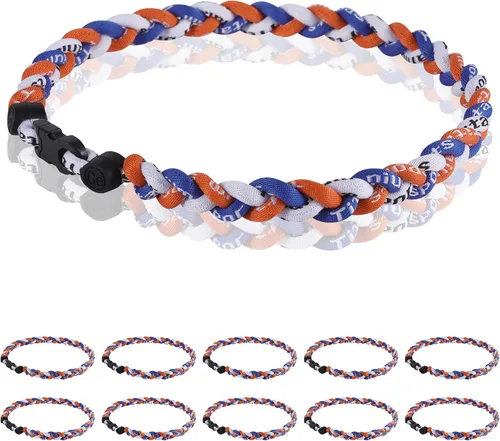 Miniatura 31 de Paquete de 12 Collares de Béisbol de 18 Pulgadas, Regalo de Equipo para Fanáticos de Béisbol, Diseño de Cuerda Tornado de Titanio Triple Trenzado