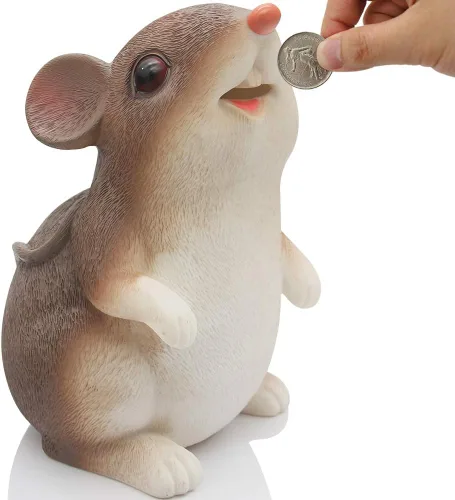 H&W Lindo banco de dinero de ratón, alcancía de rata inastillable, para regalo de año nuevo de ratón chino, banco de dinero creativo, puede