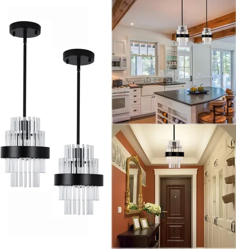 Miniatura 12 de Lámparas Colgantes, Iluminación Colgante de Cristal Moderna de 7 pulgadas, Luces Colgantes de Isla de Cocina de Níquel Cepillado, Iluminación