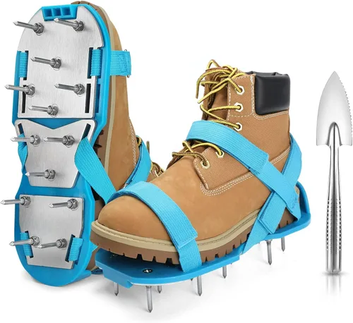 Zapatos aireadores de césped para césped, zapatos aireadores de césped premontados para césped, herramienta aireadora de suelo para aireación de Azul