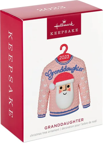 Miniatura 3 de Hallmark Keepsake Adorno de Navidad 2023, suéter de Navidad para nieta, regalos familiares