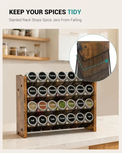 Miniatura 3 de NESAPTO Organizador de especias para gabinete, organizador de condimentos vertical de madera de 4 niveles, montaje en pared o estante de especias