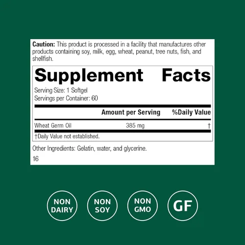 Miniatura 2 de Aceite de germen de trigo de proceso estándar, ejercicio de alimentos integrales, antioxidante y apoyo inmunológico con aceite de germen de trigo