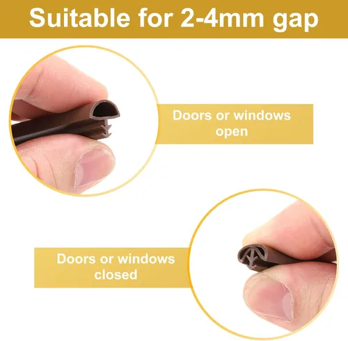 Miniatura 4 de PATIKIL Burlete para puerta, 1/2 pulgada de ancho para marco de puerta (16.4 ft/16.4 pies, marrón)