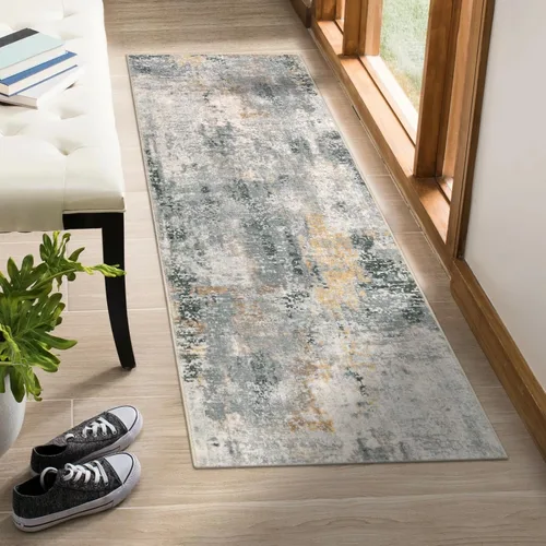 Miniatura 2 de Lahome - Tapete de pasillo moderno abstracto, 2 x 6 pies, gris, lavable, para pasillos o sala, suave y antideslizante, de interior, contemporáneo