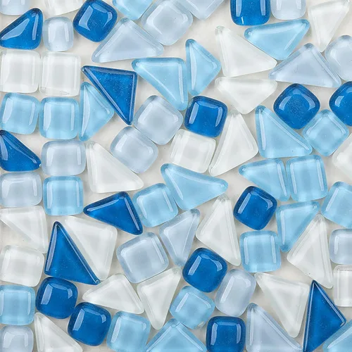 Miniatura 15 de Azulejos de mosaico de 7.05 oz, paquete de azulejos de mosaico de vidrio de cristal, suministros para decoración del hogar, manualidades, platos