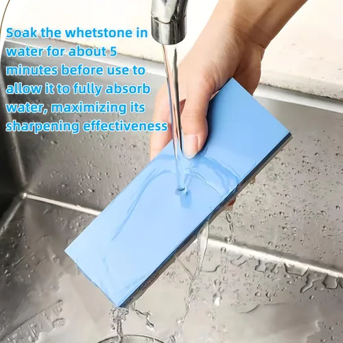 Miniatura 5 de Piedra de afilar de grano 1000/6000, afilador de cuchillos portátil Bellairis con base de goma antideslizante para cocina, exterior, afilador