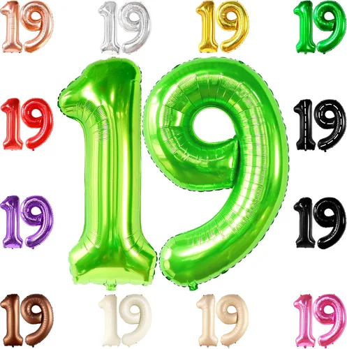 Miniatura 17 de Katchon Globos gigantes de papel de aluminio con el número 19 de color marrón de 40 pulgadas Decoraciones de cumpleaños 19