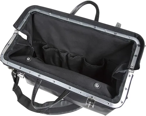 Miniatura 8 de Bolso de lujo para herramientas Klein Tools de lona, hecha de lona natural con compartimentos interiores y correa para el hombro desenganchable