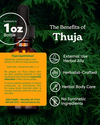 Miniatura 2 de Herb Pharm Thuja Branchlet - Gotas de extracto líquido solo para uso externo, 1 onza
