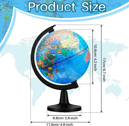 Miniatura 2 de Meooeck 12 globos del mundo con soporte de 4.6 pulgadas, globo geográfico del mundo a granel para niños, estudiantes, aprendizaje educativo, aula