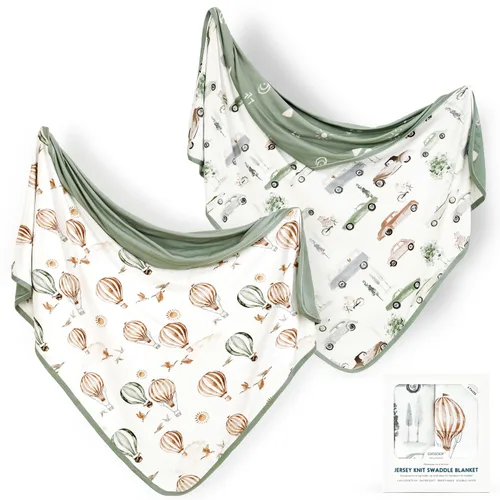 Miniatura 20 de GRSSDER Paquete de 2 mantas de punto súper suaves para bebés niñas y niños, mantas reversibles de doble capa de 34 x 44 pulgadas, extra grandes