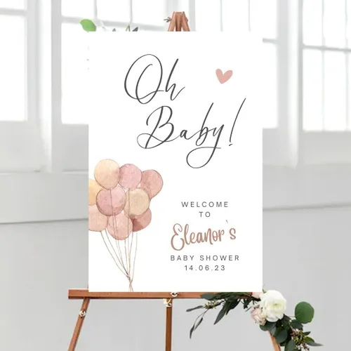 Miniatura 11 de Letrero de bienvenida para baby shower, decoración de baby shower de Little Cutie - Letrero personalizado para baby shower con texto en inglés "A