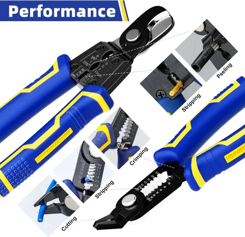 Miniatura 4 de haisstronica Juego de herramientas pelacables para electricista profesional, 10-24AWG, paquete de 3 pelacables autoajustables y cortador de estaño