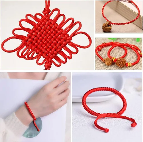 Miniatura 5 de 1.5 mm Cordón de satén de nailon para abalorios Hilo trenzado para pulseras de macramé Nudos chinos, collares, fabricación de joyas 109 yardas (Rojo)