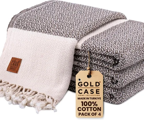 Miniatura 28 de Gold CASE - Juego de 4 Toallas de Mano Turcas para Baño, 20 x 40 pulgadas, Toallas de Baño 100% Algodón, Toalla Pequeña de Cocina Aphrodite