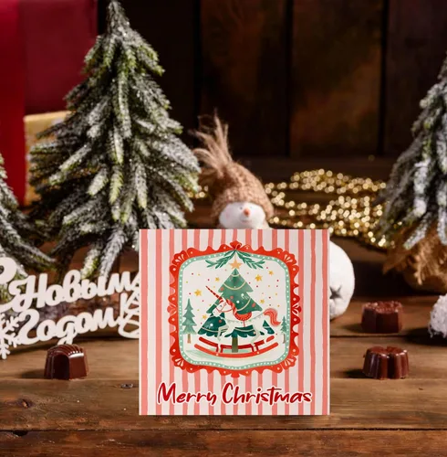 Miniatura 3 de KEUSPI Cartel de madera rústica rosa con texto en inglés "Merry Christmas", decoración de escritorio de Navidad preparada, árbol de Navidad, caballo