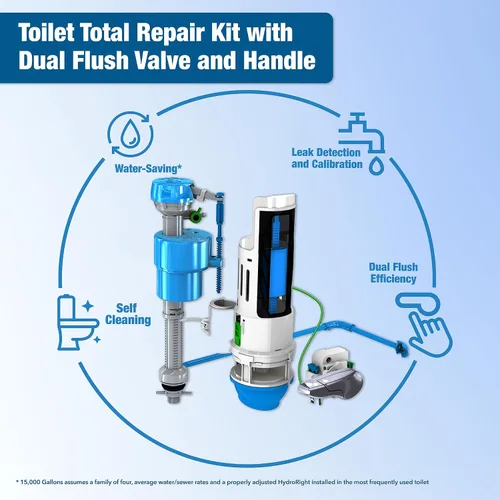 Miniatura 4 de Danco HYR451T HyrdroRight Kit de reparación de inodoro universal para ahorro de agua con válvula de descarga doble, palanca, color blanco, HYR451T