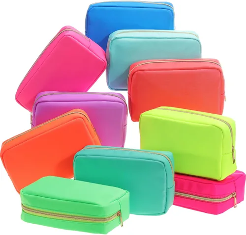 Miniatura 7 de Sweetude 10 bolsas de maquillaje de nailon para mujeres, bolsa organizadora de maquillaje reutilizable, bolsa de viaje para cosméticos, organizador