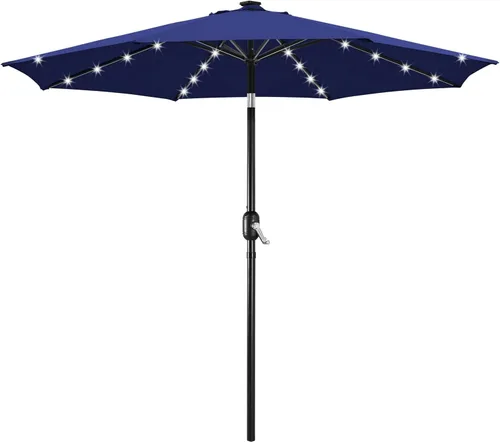 Miniatura 19 de Yaheetech - Paraguas de 9 pies con energía solar para patio - Paraguas de mesa de mercado con protección UV, 32 luces LED y botón de inclinación