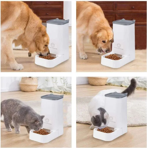 Miniatura 2 de XhuangTech Juego de alimentador automático, dispensador de agua de 1 galón y alimentador de alimentos para mascotas de 4.6 lbs, bebedero y comedero