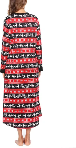 Miniatura 5 de Ekouaer Camisón largo para mujer con cuello en V, ropa de dormir de longitud completa con bolsillos
